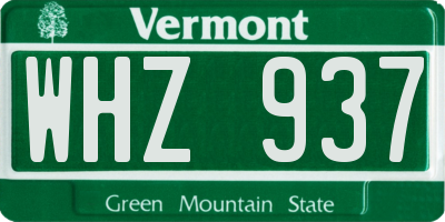 VT license plate WHZ937