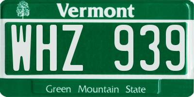 VT license plate WHZ939