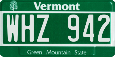 VT license plate WHZ942