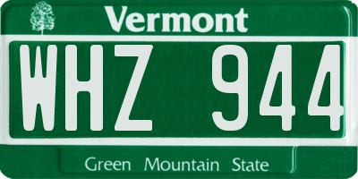 VT license plate WHZ944