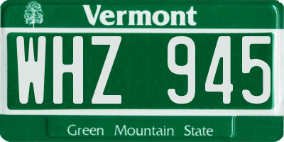 VT license plate WHZ945