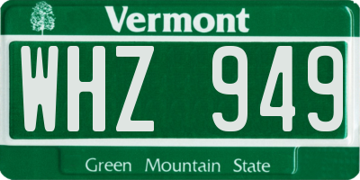 VT license plate WHZ949