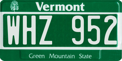 VT license plate WHZ952