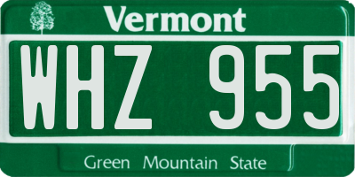VT license plate WHZ955
