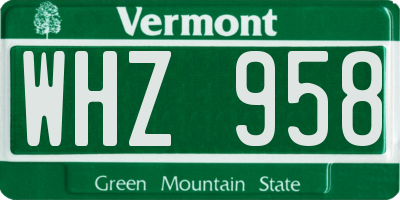 VT license plate WHZ958