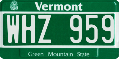 VT license plate WHZ959