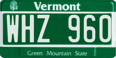 VT license plate WHZ960