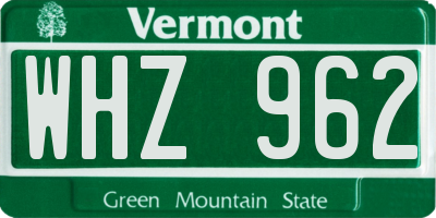 VT license plate WHZ962
