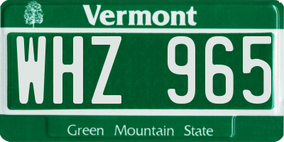 VT license plate WHZ965