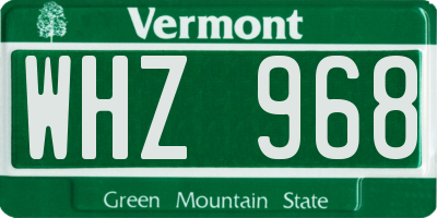 VT license plate WHZ968