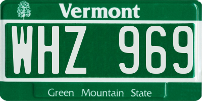 VT license plate WHZ969