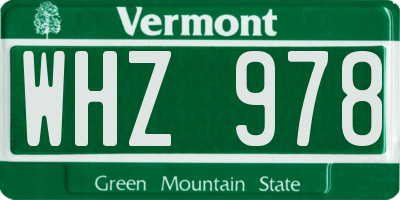 VT license plate WHZ978