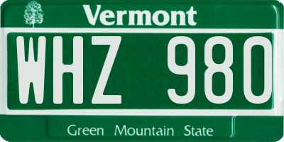 VT license plate WHZ980
