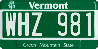 VT license plate WHZ981
