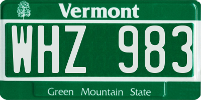 VT license plate WHZ983