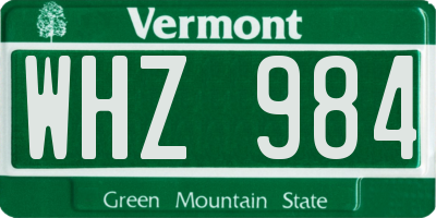 VT license plate WHZ984