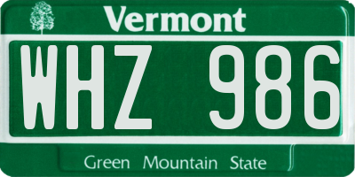VT license plate WHZ986