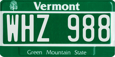 VT license plate WHZ988
