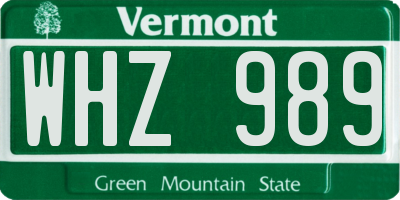 VT license plate WHZ989