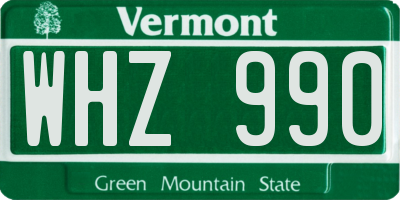 VT license plate WHZ990