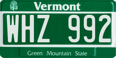 VT license plate WHZ992
