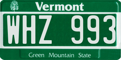 VT license plate WHZ993