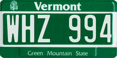 VT license plate WHZ994
