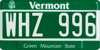 VT license plate WHZ996