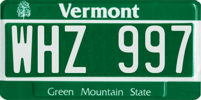 VT license plate WHZ997