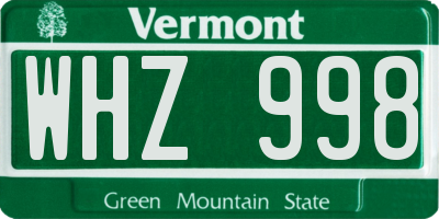 VT license plate WHZ998