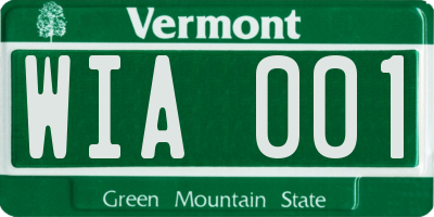VT license plate WIA001