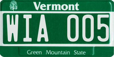 VT license plate WIA005