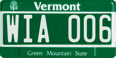 VT license plate WIA006