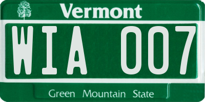 VT license plate WIA007