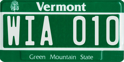 VT license plate WIA010