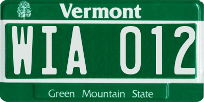 VT license plate WIA012