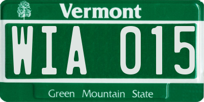 VT license plate WIA015