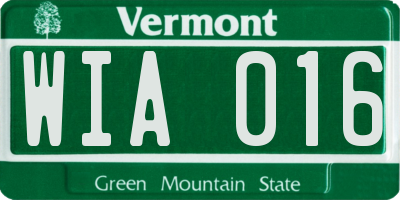 VT license plate WIA016