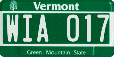 VT license plate WIA017