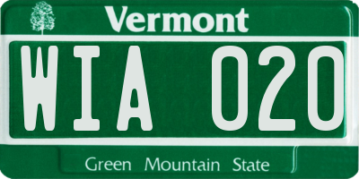 VT license plate WIA020