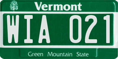 VT license plate WIA021