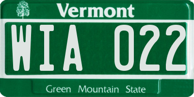 VT license plate WIA022