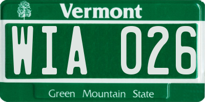 VT license plate WIA026