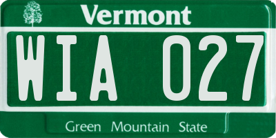 VT license plate WIA027