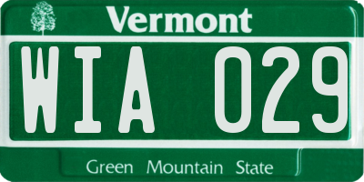 VT license plate WIA029
