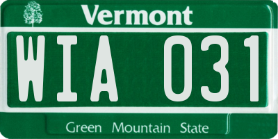 VT license plate WIA031
