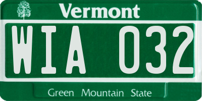 VT license plate WIA032