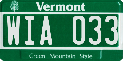 VT license plate WIA033