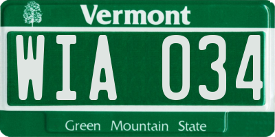 VT license plate WIA034