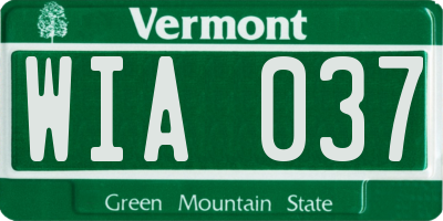 VT license plate WIA037